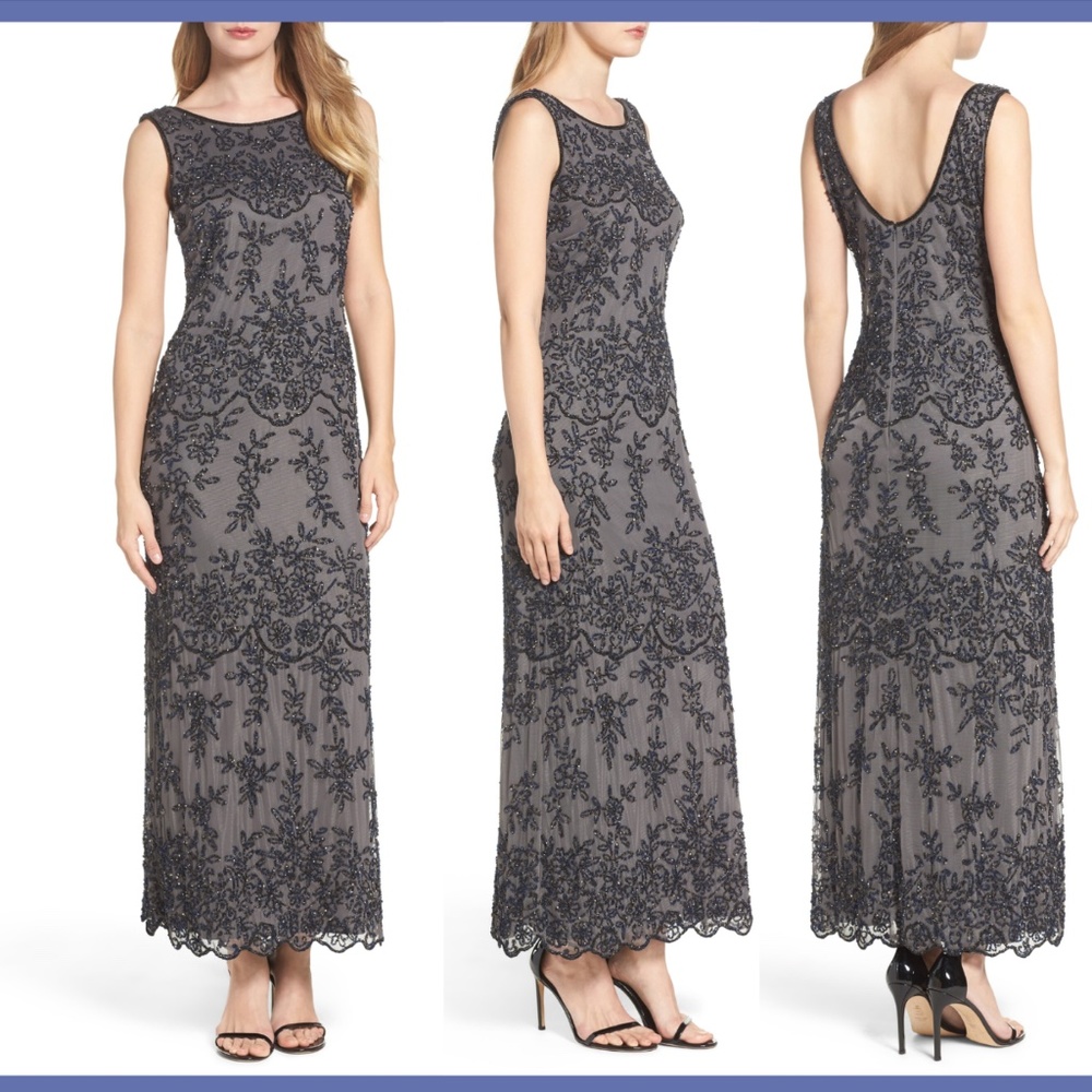 NEW! $218‎ Pisarro Nights Embellished Mesh Gown [SIZE 2 ]